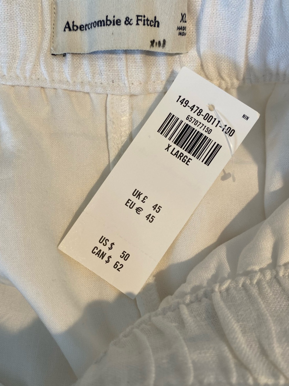 New Abercrombie & Fitch Ultra High Waist White pull on Linen Shorts SZ xl - Picture 6 of 7